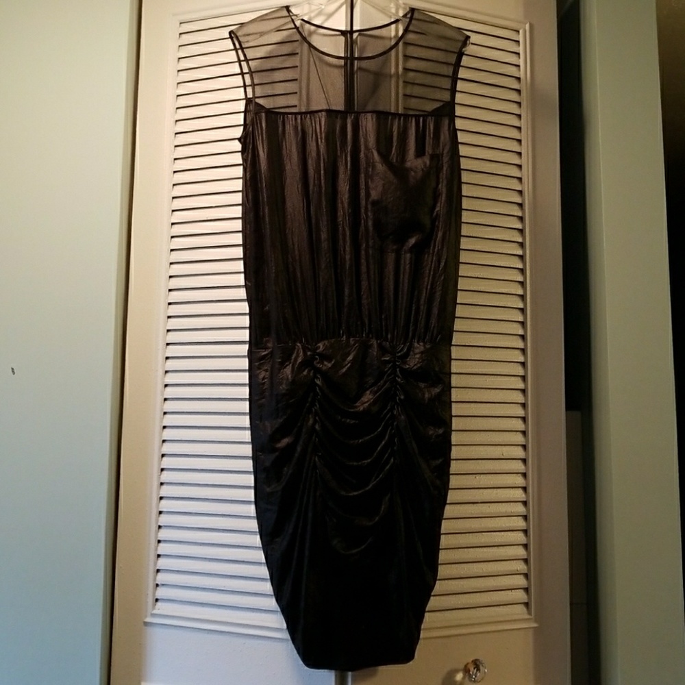 Black sheer neck dress w/ rouging